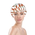 thumbnail image 3 of Kdxio Carrot Print Shower Cap for Women,Elastic and Reusable,Double Waterproof Layers Bathing Hat, 3 of 9