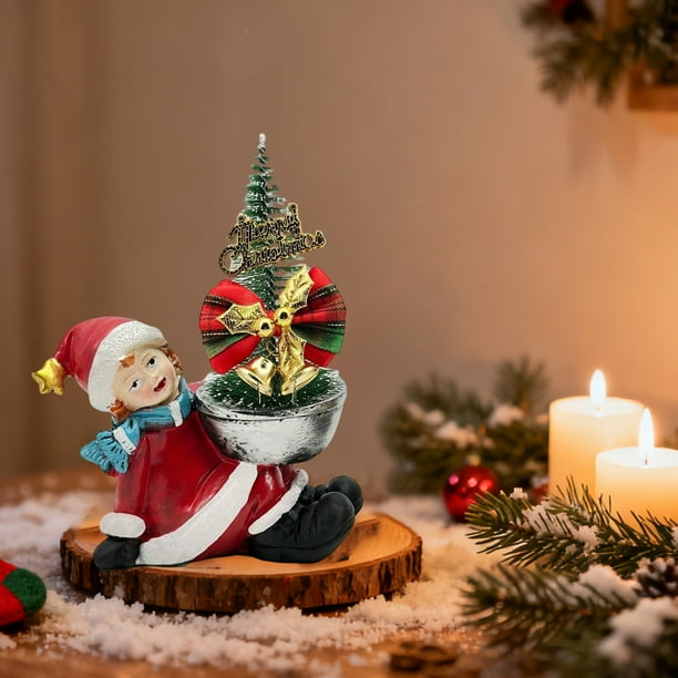 Christmas Tree Little Girl Statue And Resin Holiday Decoration