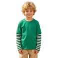 thumbnail image 4 of Fozruso Boys Striped Long Sleeve T-Shirts Casual Round Neck Pullover Tee Shirt Tops Fall Outfits, 4 of 7
