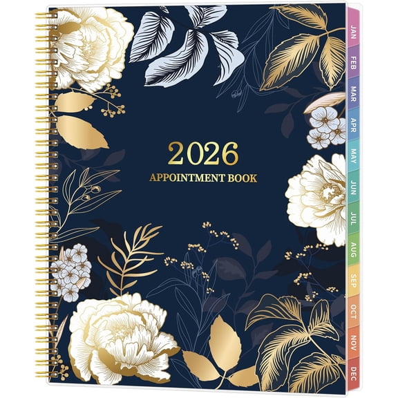 2026 Appointment Book 8.5 x 11 Inch, January to December 2026 Planner with Weekly Monthly Calendar, Hourly 30-Minute Scheduling, Tabs, Pocket and Flexible Cover for Office Home School