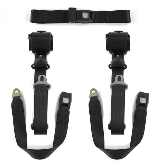 Ford Thunderbird 1980-1982 Standard 3 Point Black Retractable Bench Seat Belt Kit - 3 Belts