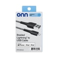 thumbnail image 4 of onn 6ft Lightning to USB-A Braided Charging Cable, MFI Certified, Black - Compatible with iPhone 14/13/12/11/X/XR/XS/8/7/6/5, iPad, Airpods and more, 4 of 10
