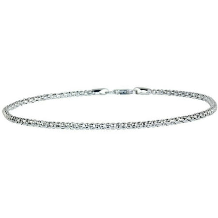 Designer Sterling Silver Anklet - Italian Sterling Silver Popcorn Chain Anklet, 9 with 1 Extender