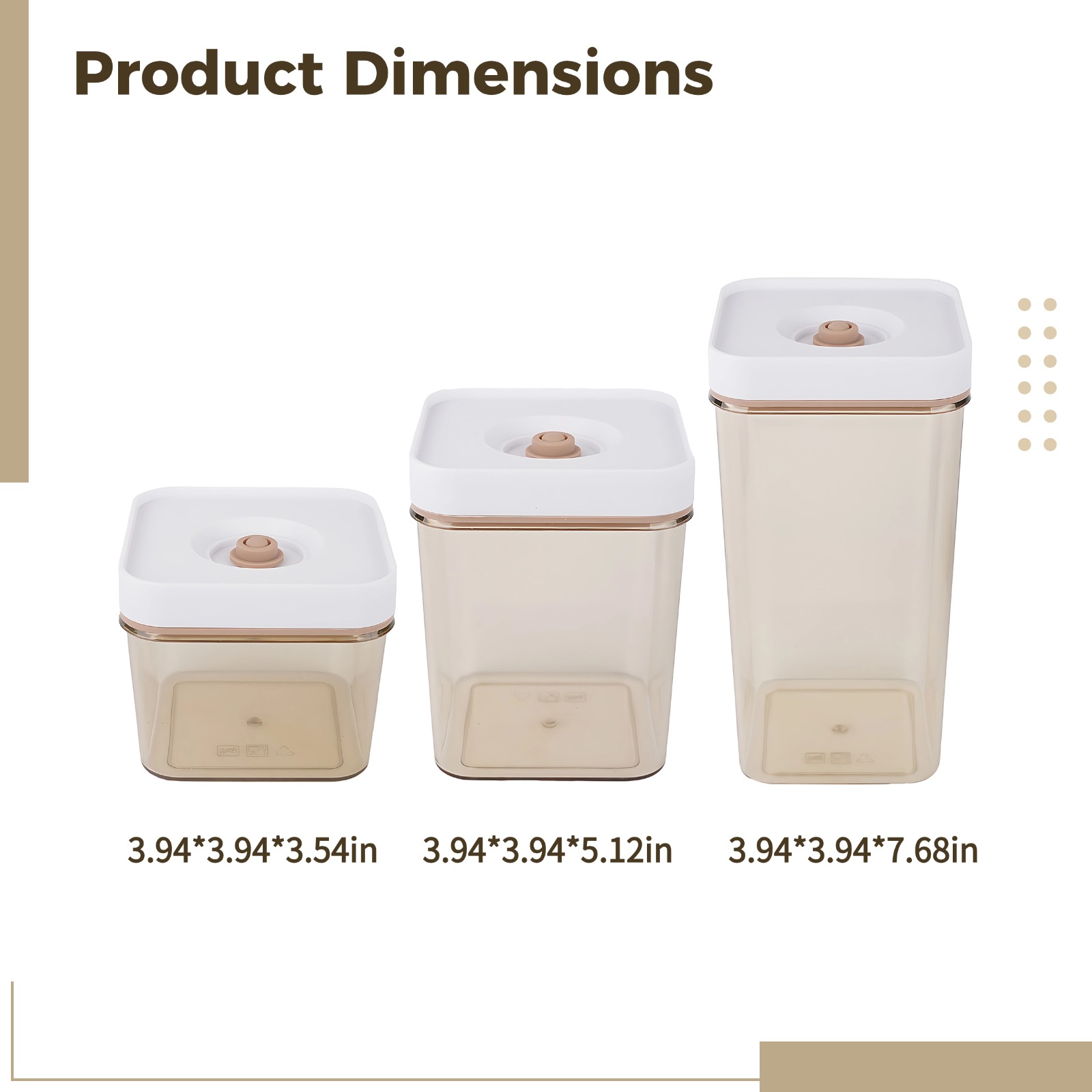 3-Piece Vacuum Sealing Food Container Set, Airtight Storage with Hand Pump, for Pantry Organization, Transparent Kitchen Canisters, ABS+PET+Silicone