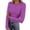 Purple1, variant on zbxnLI Women's Long Sleeve Shirts Crew Neck Striped Ribbed Knitted Tee Tops Slim Casual Fitting Fashion Clothes