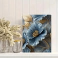 thumbnail image 2 of Qisvanset Blue Gold Flower Artwork Canvas Art 15.75x11.81 Inches, 2 of 8