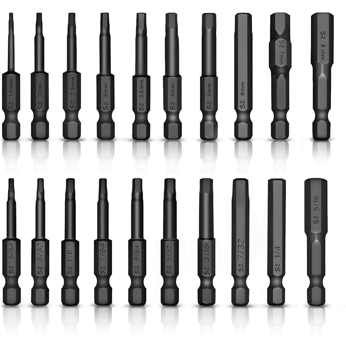 NEIKO 01147A Hex Allen Power Bit Set Magnetic Hex Head Bits 11-Piece SAE Sizes 1/16 to 5/16 3 Quick Release Shanks Compatible with Power Drills and Impact Drivers Premium S2 Steel 