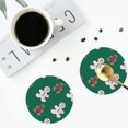 thumbnail image 4 of Honeii Gingerbread Snowman Cookies print Leather Coaster Set of 4, ideal for safeguarding your furniture from drinks spills and effortless cleanup-Round Shape, 4 of 6