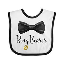 Inktastic Ring Bearer Black Bow Tie and Gold Wedding Ring Boys Baby Bib