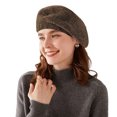thumbnail image 2 of Boinas de cachemira, gorros de lana merino cálidos para mujer, gorro de punto de moda para invierno, 2 of 5