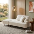 thumbnail image 2 of Aukfa 2 in 1 Chaise Lounge Chair with Ottoman & 2 Throw Pillows,Oversized Boucle Lounge Reading Chair for Living Room/Bedroom,White, 2 of 7