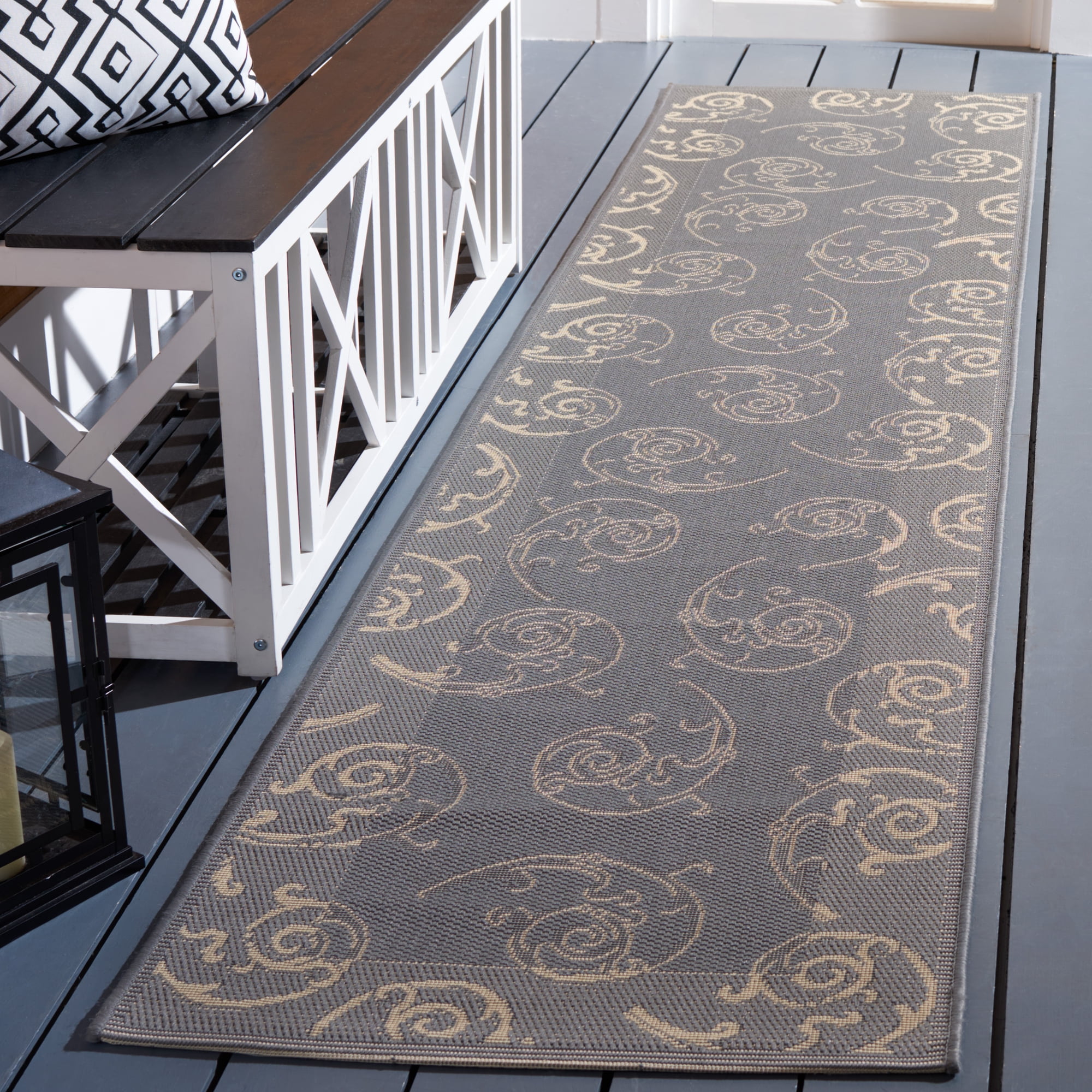 Safavieh Courtyard Daniel Oriental Indoor/Outdoor Runner Rug Gray/Natural 2 3 x 14