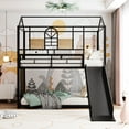 thumbnail image 2 of Twin Over Twin Metal Bunk Bed ,Metal Housebed With Slide,Three Colors Available.(Black with Black Slide), 2 of 9