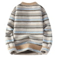 thumbnail image 3 of TFEOQRY Men's Crew Neck Striped Knit Sweater Long Sleeve Tribal Pattern Color Block Casual Pullover Fall Winter Top Khaki, 3 of 7
