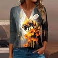 thumbnail image 2 of CYMMPU 3/4 Sleeve Blouses for Women Dressy Casual V Neck Summer Trendy Shirts Spring Tops Bee Printed Loose Fit T-Shirts Business Elegant Work Tops T-Shirts Multicolor XXXXXL, 2 of 5