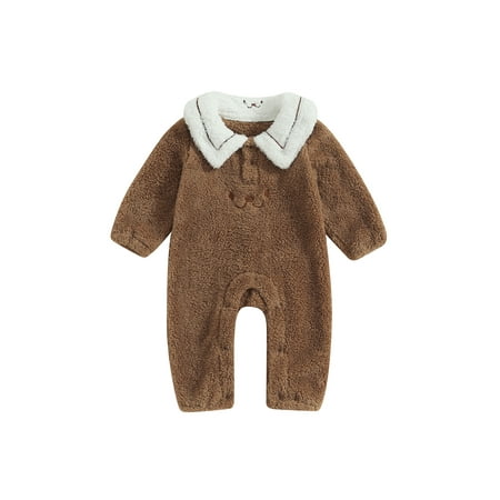 

Bagilaanoe Newborn Baby Girl Boys Winter Jumpsuit Cartoon Embroidery Long Sleeve Bodysuit 6M 12M 18M 24M Infant Zipper One Piece Romper