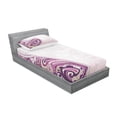thumbnail image 3 of Ambesonne Floral Fitted Sheet & Pillow Sham Set, Swirled Petals Motif, Queen, Pale Pink Fuchsia Plum, 3 of 3
