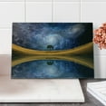 thumbnail image 2 of Space Cutting Board, Surreal Single Tree on Galaxy with Stars Meteors Unusual Sci Fi Panorama Print, Decorative Tempered Glass Cutting and Serving Board, Small Size, Brown Purple Blue, by Ambesonne, 2 of 5