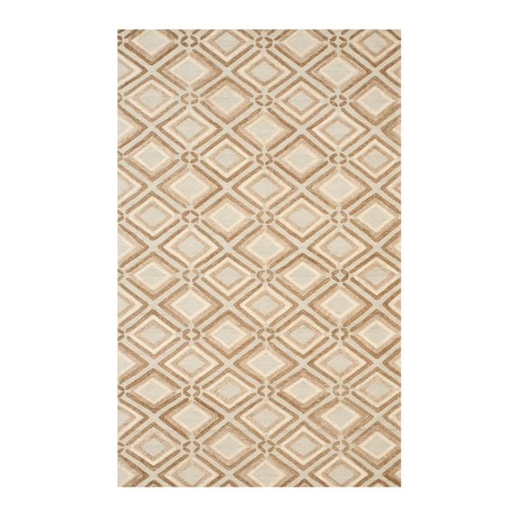 EORC Brown Handmade Wool Contemporary Raga Rug, 5' x 8'