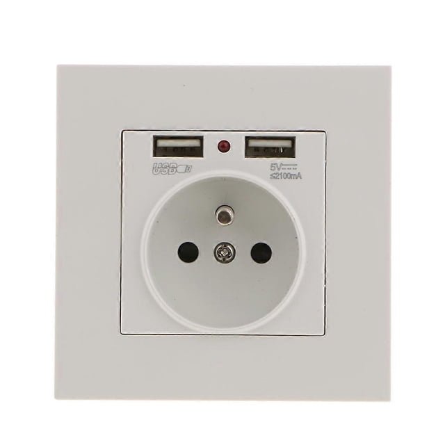 Wall Socket,Power Socket with Double USB 5V/2100mA, Built-in Socket with 2 USB Ports Convenient