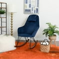 thumbnail image 3 of Padova Mid Century Modern Indoor Nursery Velvet Rocking Chairs in Blue, 3 of 6