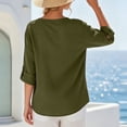thumbnail image 5 of Kezqiaxn 3/4 Length Sleeve Womens Tops Summer V-Neck Button Up Shirt Loose Fit Work Blouses Plus Size Fashion, 5 of 6
