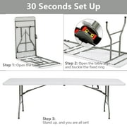 SUGIFT 8 ft Folding Table Rectangular White Folding Plastic Table