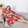 thumbnail image 5 of Oversized Wearable Blanket Hoodie,Red Cartoon Dinosaurs Arrows Pattern Sherpa Blanket Hoodie with Super Pockets,Super Warm Fuzzy Pullover for Women & Men, 5 of 6