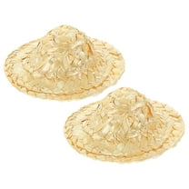 OUNONA 2pcs Miniature Hats Mini Straw Hats Mini Woven Doll Hats DIY Woven Hats Crafts Mini Hats