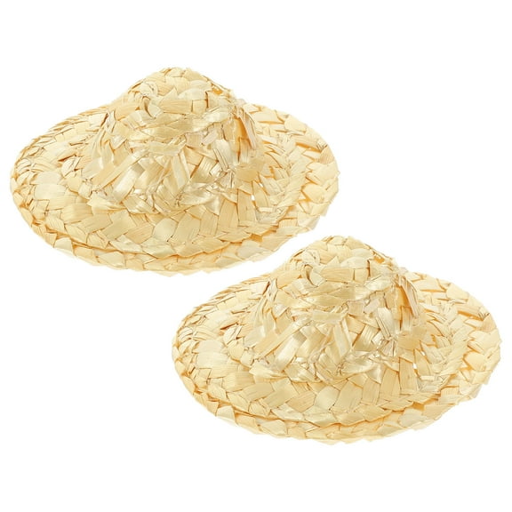 OUNONA 2pcs Miniature Hats Mini Straw Hats Mini Woven Doll Hats DIY Woven Hats Crafts Mini Hats