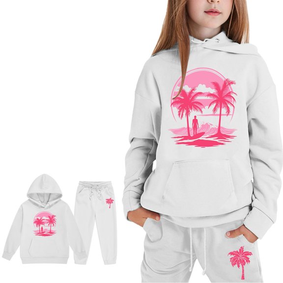 LIUYUNNN Kids Boys Girls Sweatsuit Set 2 Piece Long Sleeve Pullover White Heart Soft Hoodie and Jogger Sweatpants Fall Winter Clothes Boys' Tracksuits 8-9 Yeats Boys Girls Autumn and Winter Outfits