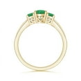 thumbnail image 2 of ANGARA Natural Three Stone Emerald Engagement Ring with Diamond Accents in 14K Yellow Gold for Women (Size-6x4mm) | May Birthstone, Anniversary, Jewelry Gift for Women | Natural Emerald Ring, 2 of 9