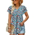 thumbnail image 3 of KISSMODA Womens Floral Tunic Top Short Sleeve Shirts Loose Fit Summer Tops, 3 of 4