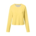 thumbnail image 5 of SNKSDGM Chemises Blanches à Manches Longues pour Femmes en Coton Court, Hauts d'Entraînement à Manches Longues pour Femmes Grande Taille, Mode Décontractée, Col Rond Uni, T-Shirt Court à Manches Longues L, 5 of 5