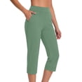 thumbnail image 3 of Zedker 15"/ 18"/ 21"/ 25" Capri Pants for Women High Waist with Pockets Women's Capris Workout Yoga Pants Loose Straight Leg Pants Green Size S-XXL, 3 of 9