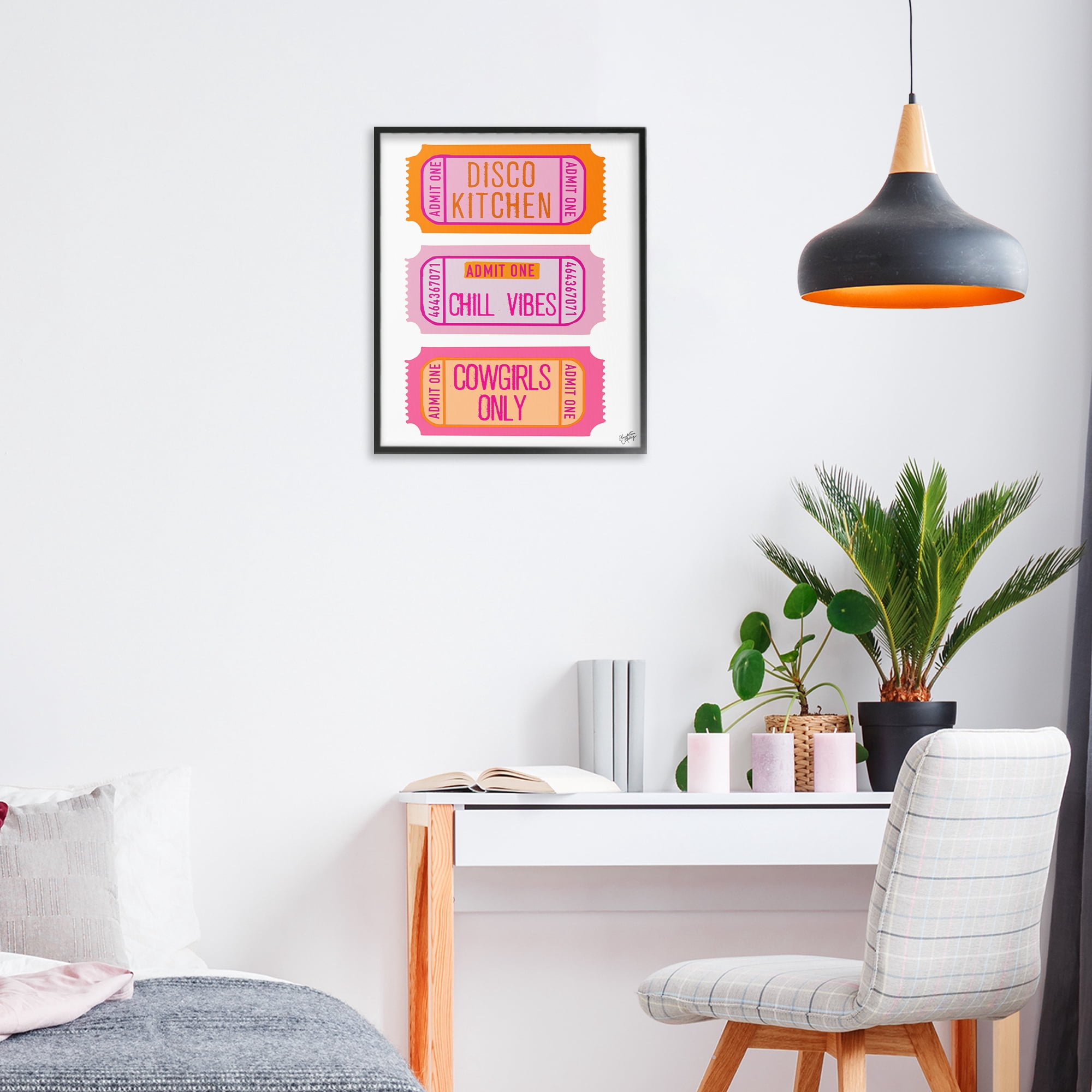 Stupell Industries Disco Cowgirl Ticket Phrases Black Framed Giclee Art, design by Elizabeth Medley