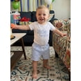thumbnail image 3 of BemeyourBBs Baby Boy Little Brother Big Brother Matching Outfit Matching Brothers Outfits Newborn Baby Boys Summer Clothes Short Sleeve Letter Embroidery Romper and Pockets Striped Shorts Set, 3 of 9