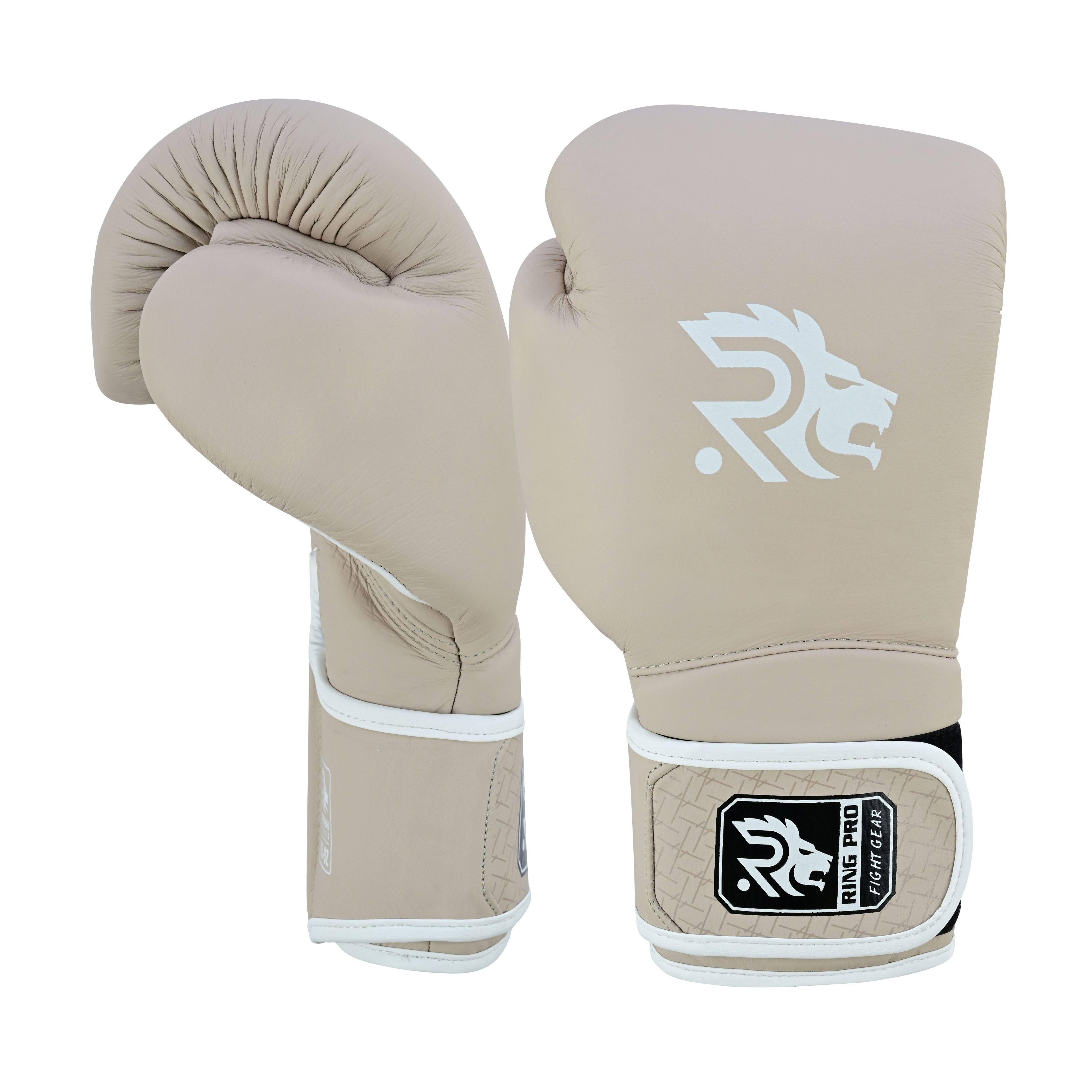 Ring Pro Sports Smash Series Boxing Glove Made of Matte Cowhide Leather for Boxing & MMA - Beige 12 oz