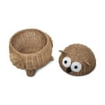 thumbnail image 6 of Brown Owl Rattan Storage Basket with Lid Decorative Home Decor Hand Woven Shelf Organizer Cute Handmade Handcrafted Gift Art Decoration Artwork Wicker Size: Small, 7" tall x 6.5" wide x 5.5" deep, 6 of 9