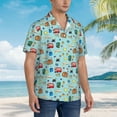 thumbnail image 2 of Cauagu Travel1 Print Hawaiian Shirt for Men,Casual Short Sleeve Button Down Shirts Summer Beach Men's Regular-Fit Short-Sleeve Print Shirt -Large, 2 of 6