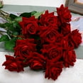 thumbnail image 3 of SPRING PARK 1 Pc Artificial Rose Fake Flowers Leaf Flowers Bridal Wedding Bouquet Home Decor, 3 of 7