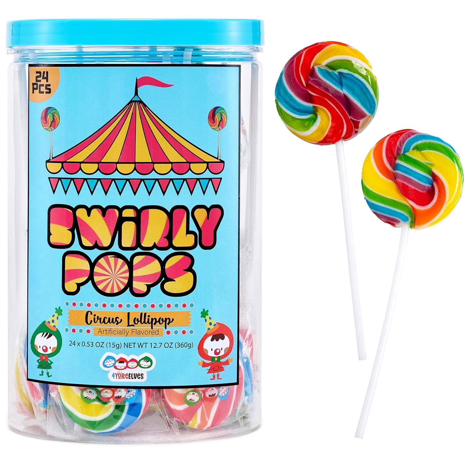 Hilco Twist-a-Rific Tutti Frutti Flavored Rainbow Twist Lollipops