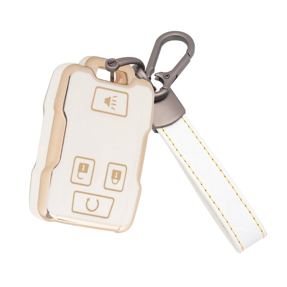 Xotic Tech White Full Cover TPU Keyless Entry Key Fob Cover Shell Case w/Keychain Compatible with Chevrolet Colorado Silverado Suburban Tahoe Silverado 1500 2500 3500HD or GMC Canyon Yukon Sierra