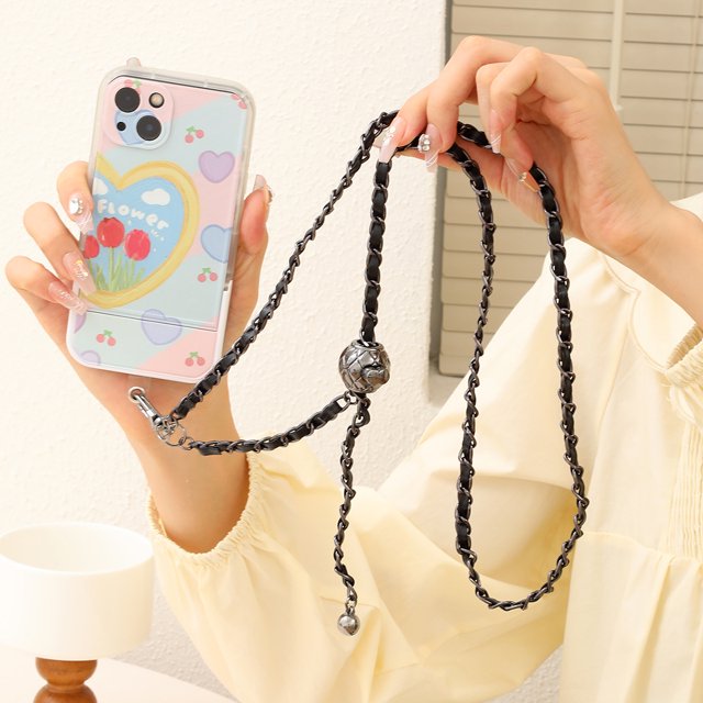 Bolso bandolera de cuero ajustable de metal para teléfono móvil, accesorio de joyería, cadena cruzada tejida a mano.