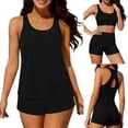 thumbnail image 2 of MGDXOX 3 Piece Tankini Swimsuits for Women Swim Tank Top with Bra and High Waist Boy Shorts with Pockets Black XXXL, 2 of 9