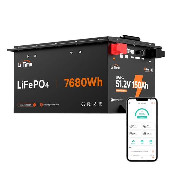 LiTime 48V 150Ah Lithium Golf Cart Battery, 15000  Cycles Life Battery, Perfect for Golf Carts, Trolling Motors