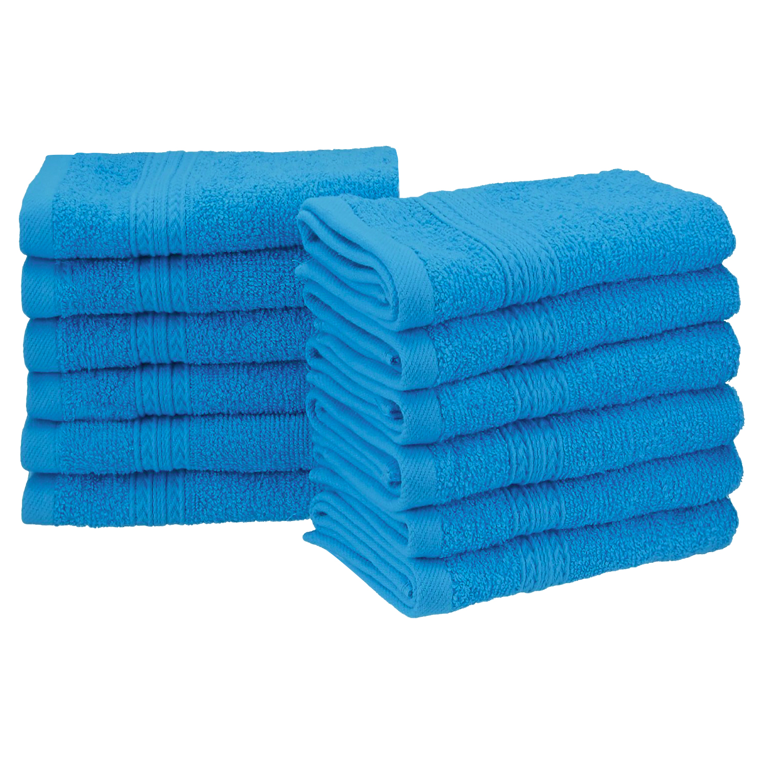 Blue Nile Mills EcoFriendly Cotton 12Piece Solid Face Towel Set, Aster Blue