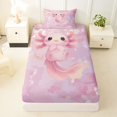 thumbnail image 3 of Manfei Pastel Floral Twin Sheets,Sakura Axolotl Bedding For Girls,Pink,3 Pieces,1 Fitted Sheet and 1 Pillowcase, 3 of 7