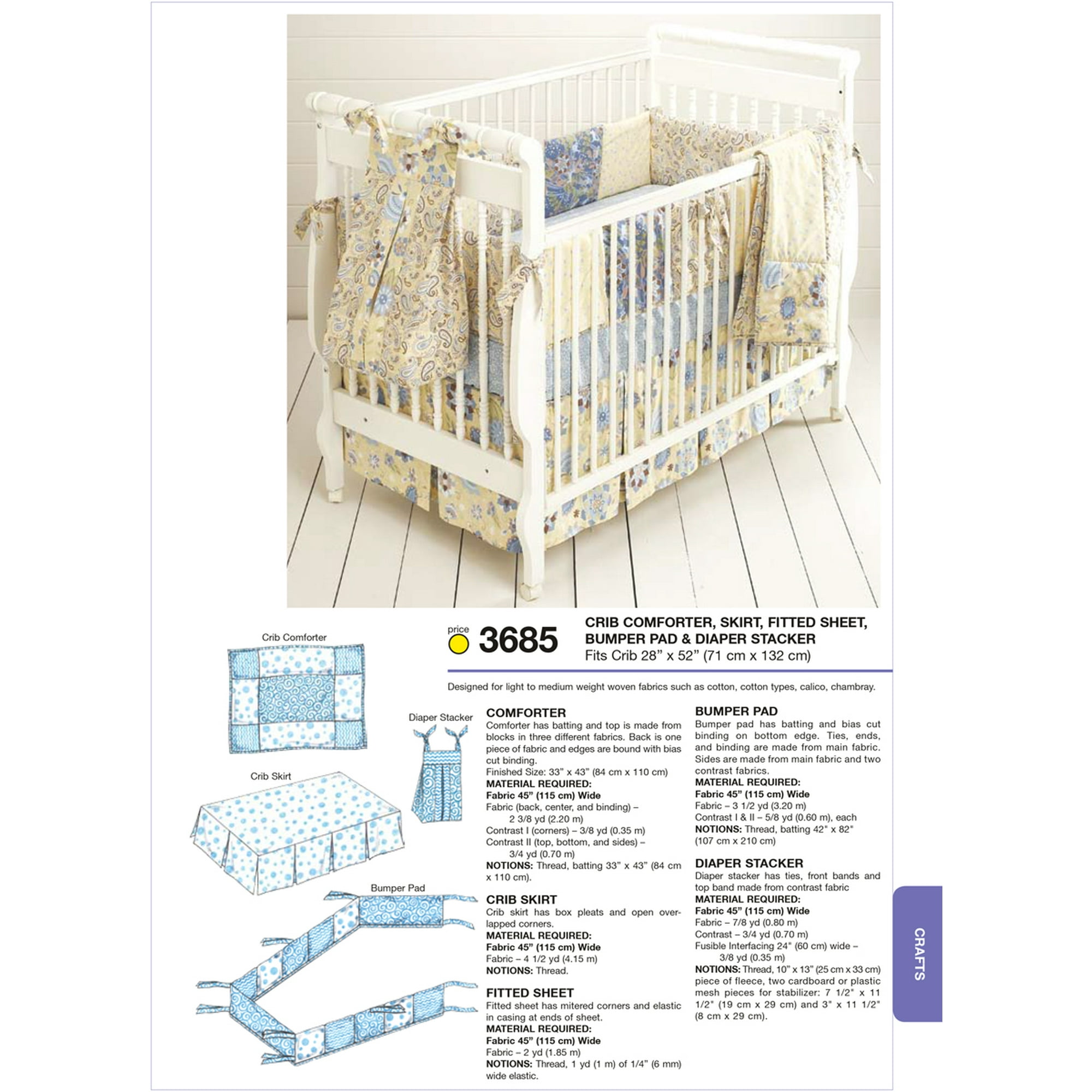 Crib Comforter Skirt Fitted Sheet Bumper Pad Diaper Sta Fits