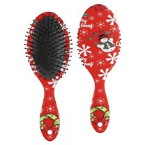Red Christmas Snowman Pattern Hair Brush,Girls Detangling Hair Brush,Glide Through Tangles with Ease for Wet & Dry Hair,8.8"X2.8"